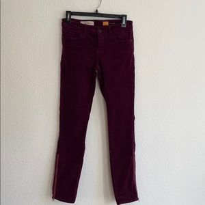 Anthropologie corduroy long pants with side zipper